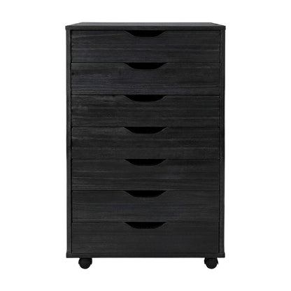 Composite Wood Filing Cabinet with 7 Drawers, Tall Drawer Unit, Black