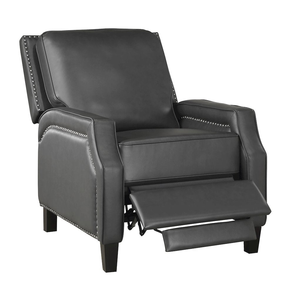 Lexicon Berenson Faux Leather Push Back Recliner in Gray