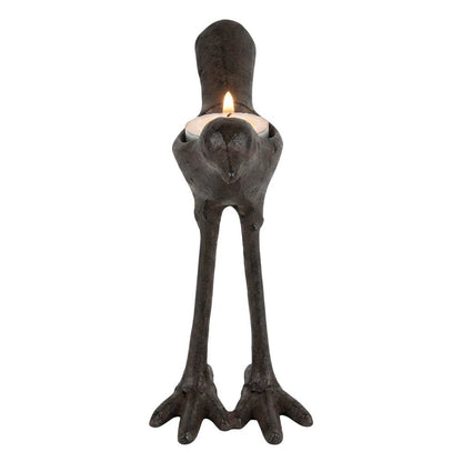 Set Of Two Cast Iron Bird Tea Light Holders