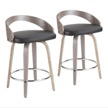 Counter Stool with Light Grey Wood and Faux Leather Upholstery, Set of 2