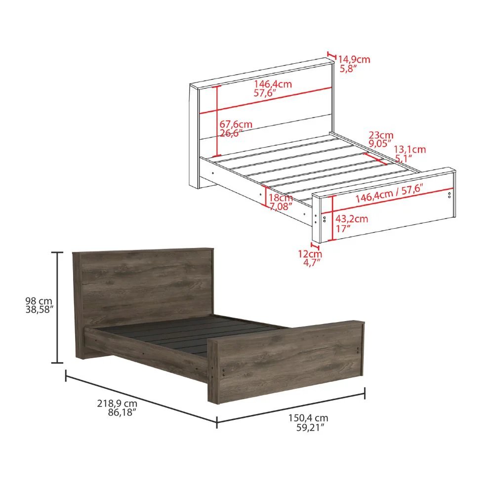 Galanto Full Bed Dark Brown MDF