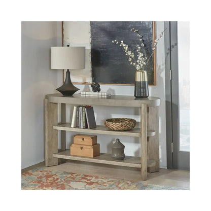 Affinity Sofa Table for Living Room - Dusty Taupe Faux Concrete Tops