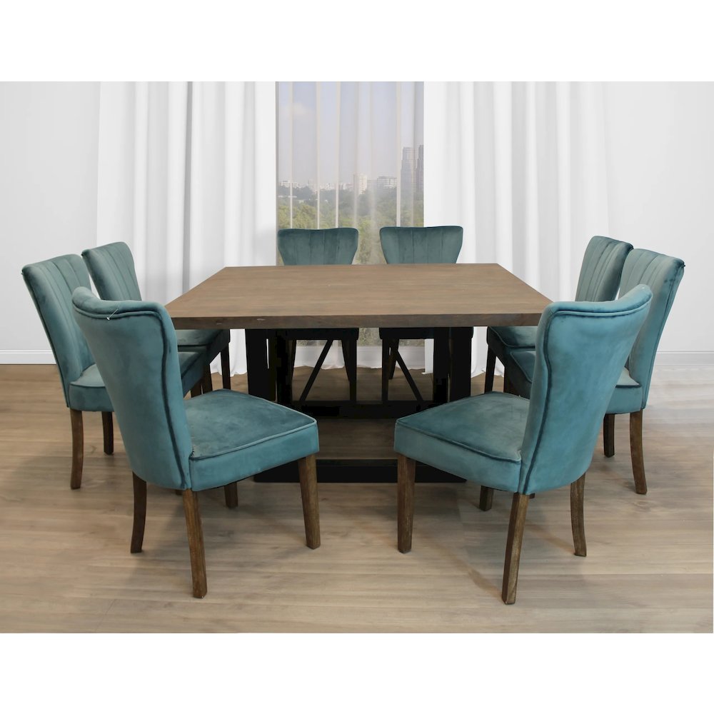 Felix Square 60" Dining Table with 4 sets of Cleo Side Chairs - Teal