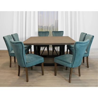 Felix Square 60" Dining Table with 4 sets of Cleo Side Chairs - Teal