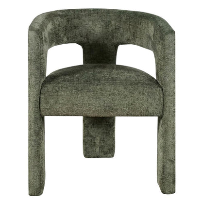 Jacquard Modern Accent Armchair, Sculptural Frame, Forest, Set of 4