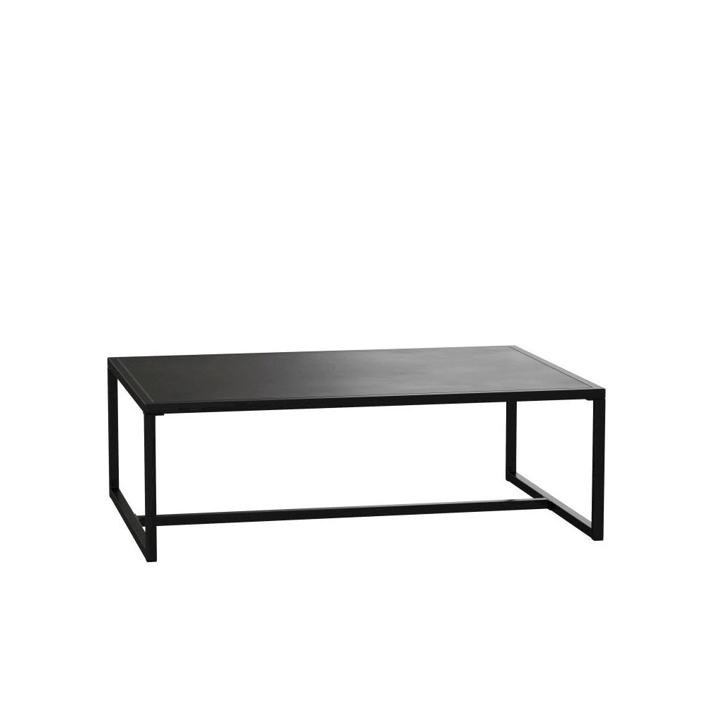 Outdoor Patio Coffee Table Commercial Grade Black Coffee Table for Deck, Porch, or Poolside - Steel Square Leg Frame