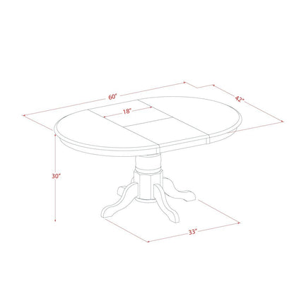 Oval Dining Table, 18in Leaf, Buttermilk & Cherry Finish, Pedestal Base
