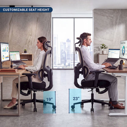 Office Chair with 9 Adjustable Points, Dual-Pad Lumbar Support, 3D Armrests
