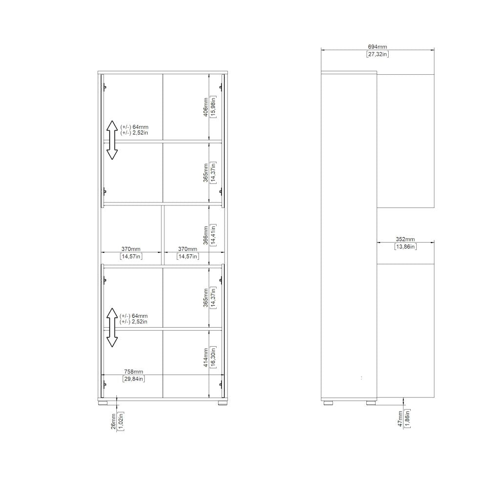 6 Shelf Boockase with 4 Doors, Home Office Storage