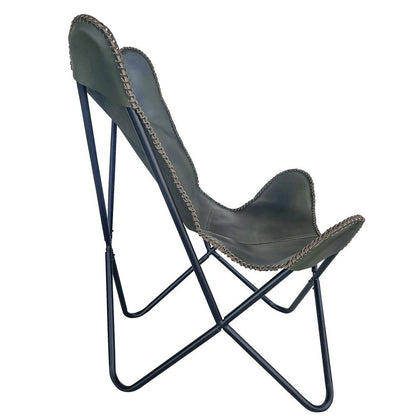 AmeriHome Genuine Leather Butterfly Chair - Forest Green