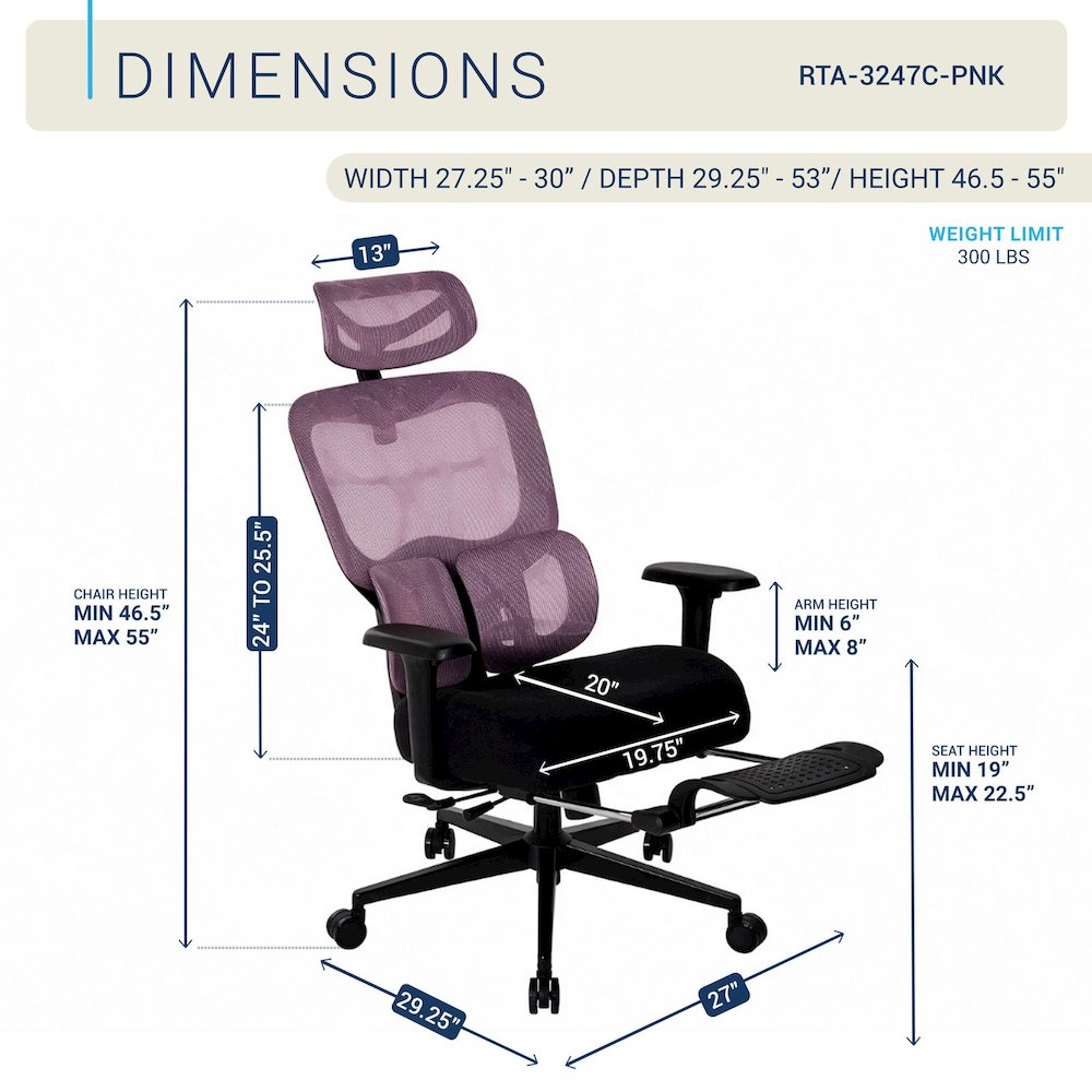 Office Chair with 9 Adjustable Points, Dual-Pad Lumbar Support, 3D Armrests