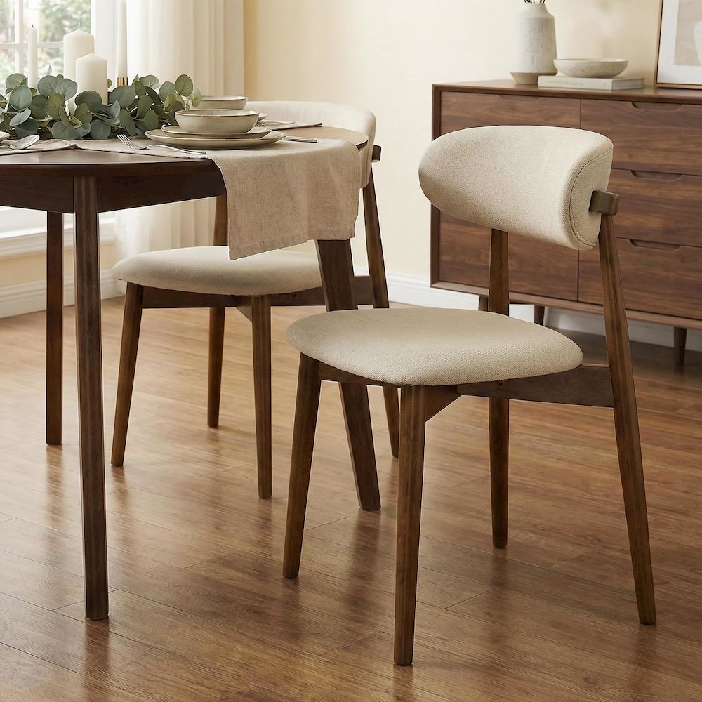 Arnott Upholstered Dining Chairs, Set of 2, Walnut Finish