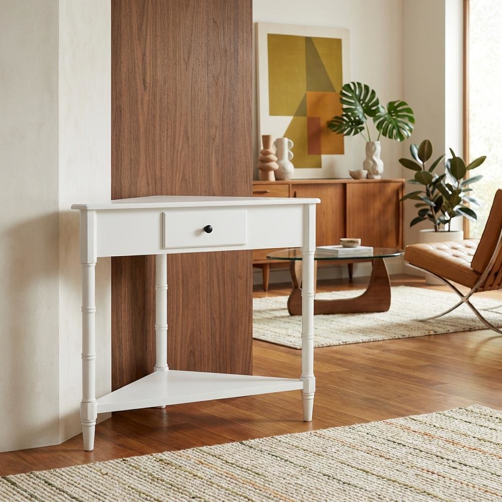 Corner Table with Storage Drawer for Living Room, Modern Design