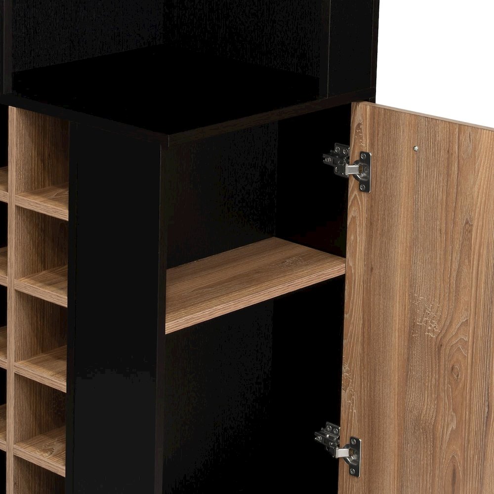 Kaia Corner Bar Cabinet Black / Pine MDF