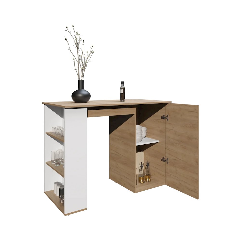 Allen Kitchen Island White - Natural Oak MDF