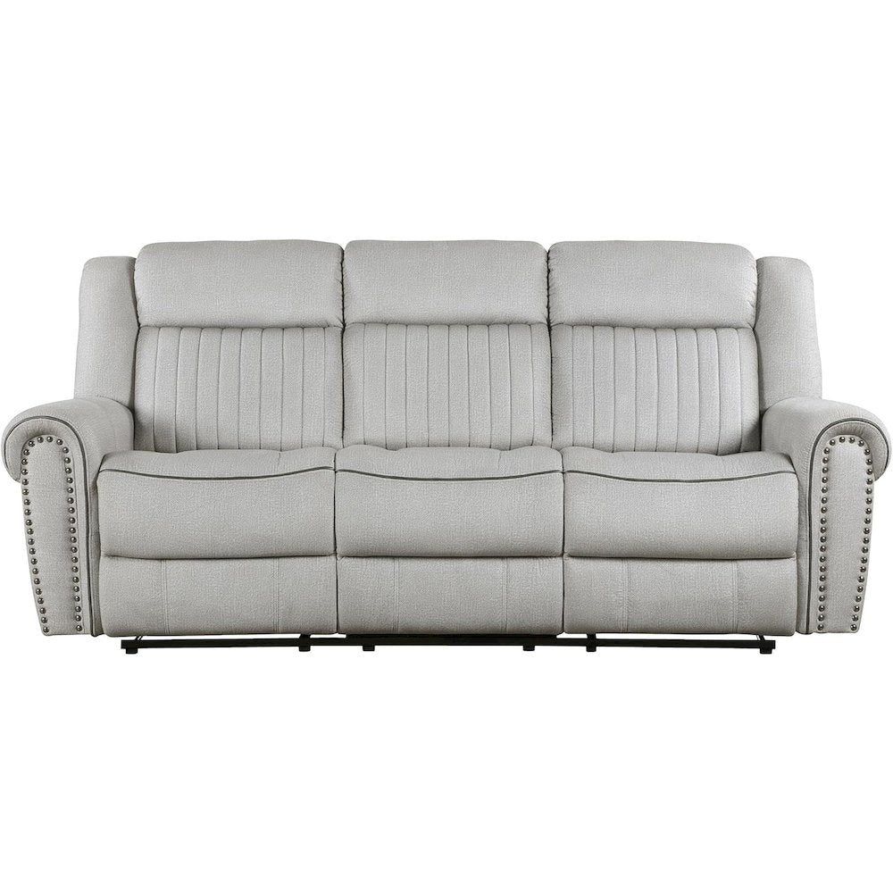 Lexicon Brennen Microfiber Double Reclining Sofa in Mist