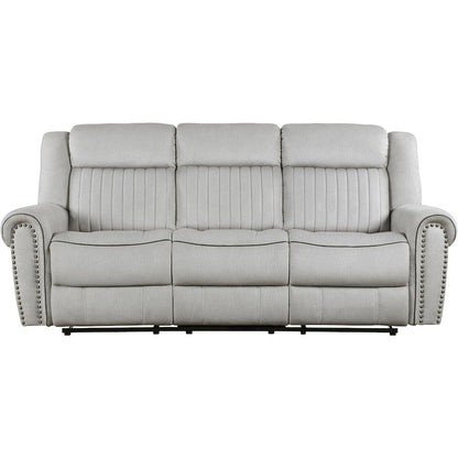 Lexicon Brennen Microfiber Double Reclining Sofa in Mist