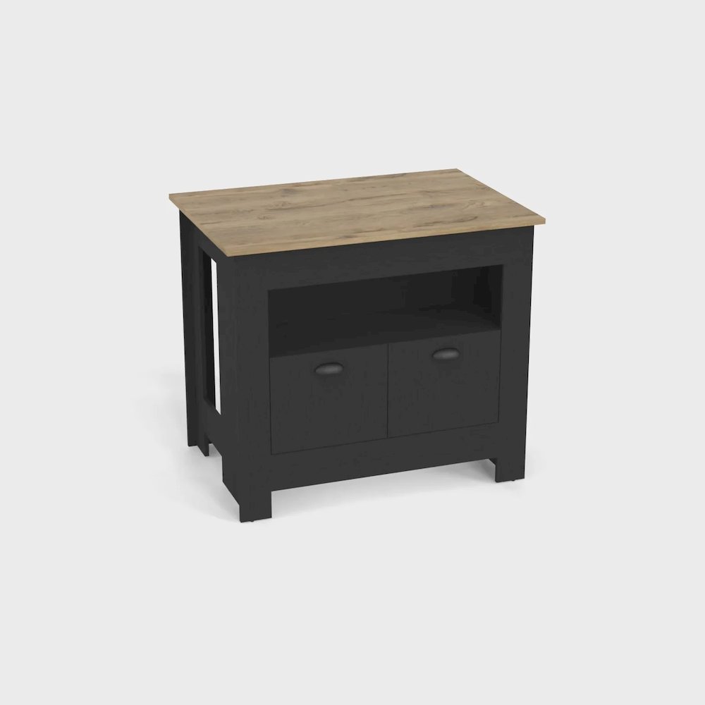 Arlet Kitchen Island Black/Macadamia MDF