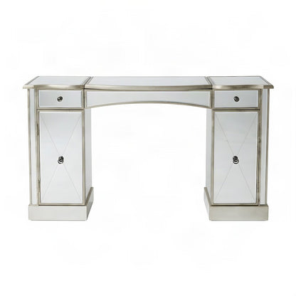 Starlight Canyon Home Vanity Table with Mirrored Top and Storage, Silver