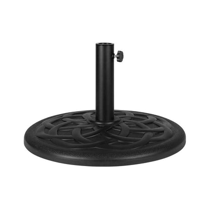 Universal Black Cement Patio Umbrella Base with Weatherproof Plastic Polymer Coating - 19.25" Diameter