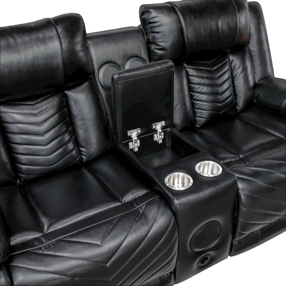 Sensa Power Reclining Loveseat.withBluetooth Speaker with Led Belt Black