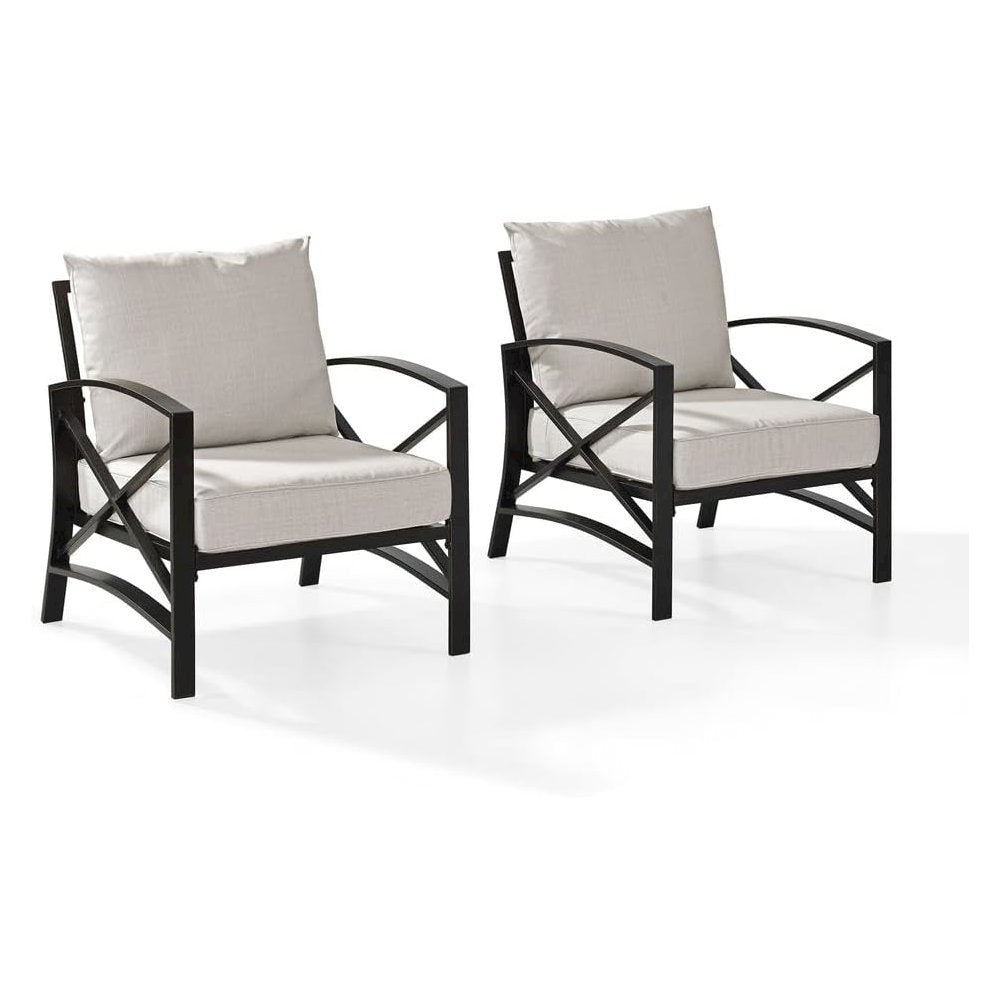 Oatmeal Outdoor Chair Set with Bronze Finish – 2 Weather-Resistant Seats