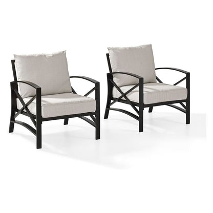 Oatmeal Outdoor Chair Set with Bronze Finish – 2 Weather-Resistant Seats