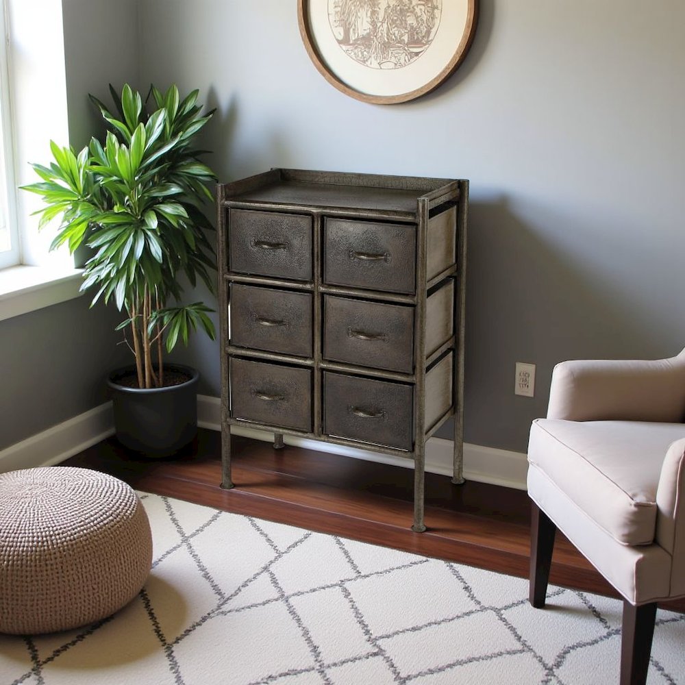 Iron Short Dresser – 6 Drawer Dresser for Closet and Bedroom Use
