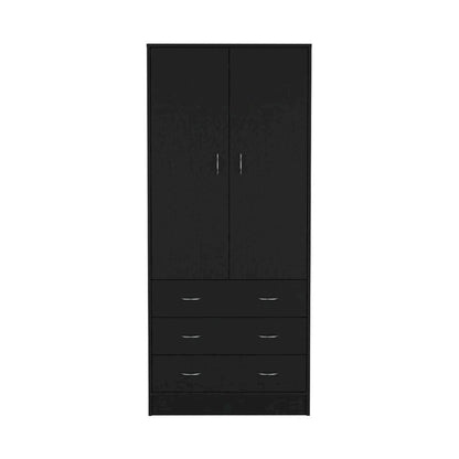 Taly 2 Doors 3 Drawers Armoire Black Black MDF