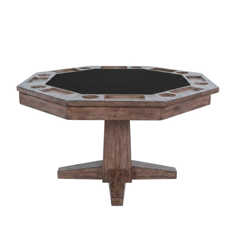Solid Wood Game Table, Round Poker Table with Convertible Dining Surface