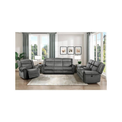 Brennen Microfiber Double Reclining Sofa In Charcoal