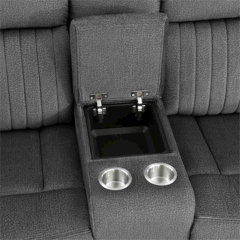 Brennen Microfiber Double Reclining Love Seat With Center Console In Charcoal