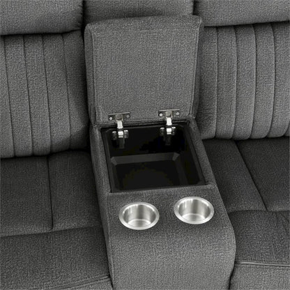 Brennen Microfiber Double Reclining Love Seat With Center Console In Charcoal